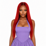 Next Day Hair - Straight Transparent Lace Wig Red Color