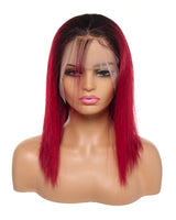 Next Day Hair - Straight Frontal Lace Wig Dipped in Wine Color