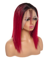 Next Day Hair - Straight Frontal Lace Wig Dipped in Wine Color