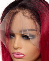 Next Day Hair - Straight Frontal Lace Wig Dipped in Wine Color