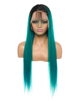 Next Day Hair - Straight Frontal Lace Wig Green Ombre Color