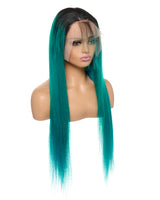 Next Day Hair - Straight Frontal Lace Wig Green Ombre Color