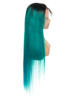 Next Day Hair - Straight Frontal Lace Wig Green Ombre Color