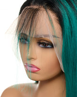 Next Day Hair - Straight Frontal Lace Wig Green Ombre Color