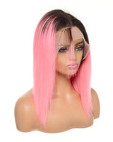 Next Day Hair - Straight Frontal Lace Wig In Pink Color