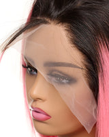 Next Day Hair - Straight Frontal Lace Wig In Pink Color