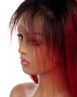 Next Day Hair - 13"x6" Straight Frontal Lace Wig T1B/Red Color