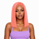 Next Day Hair - Straight Transparent Lace Wig Peach Rose Color