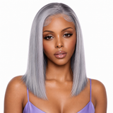 Next Day Hair - Straight Transparent Lace Wig Silver Color