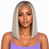 Next Day Hair - Straight Transparent Lace Wig Champagne Silver Color
