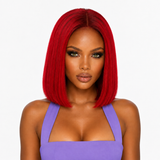 Next Day Hair - Straight Transparent Lace Wig Red Color