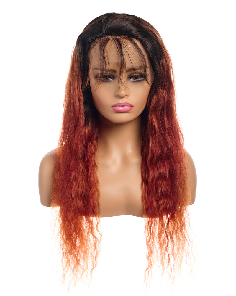 Next Day Hair - 13"x4" Malaysian Wave Frontal Lace Wig T1B/Ginger Color