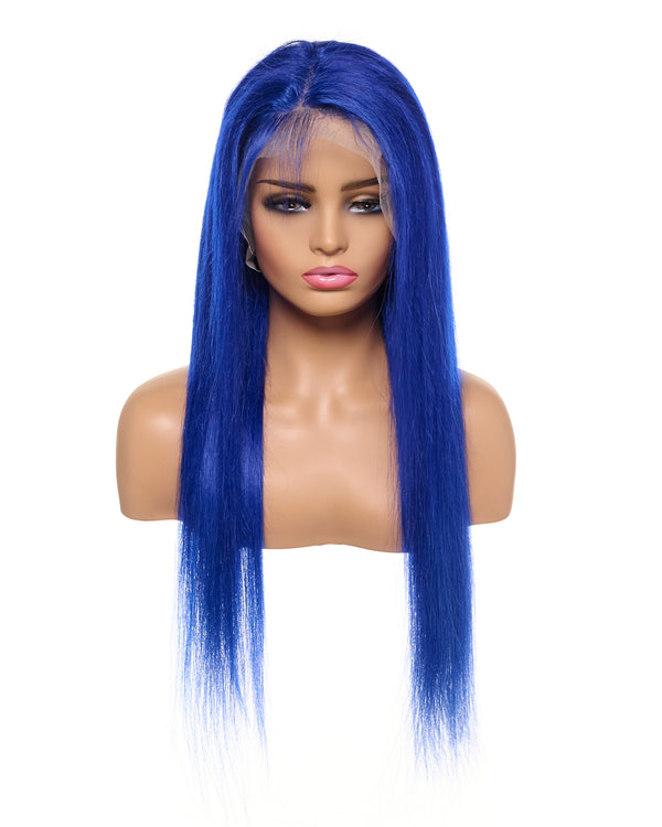 Next Day Hair - Straight Frontal Lace Wig Blue Color