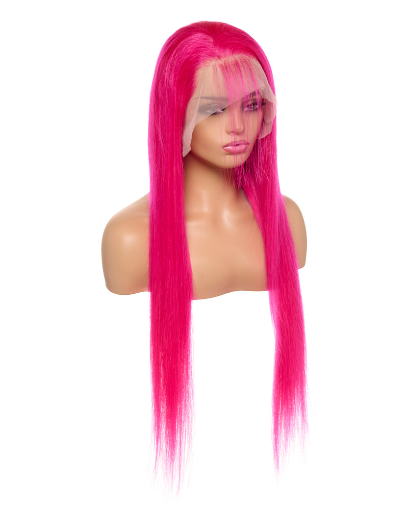 Next Day Hair - Straight Frontal Lace Wig Fushia Color