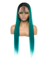 Next Day Hair - Straight Frontal Lace Wig Green Ombre Color