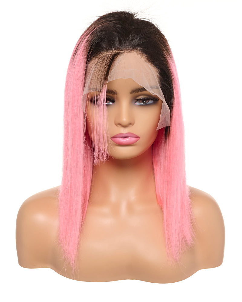 Next Day Hair - Straight Frontal Lace Wig In Pink Color