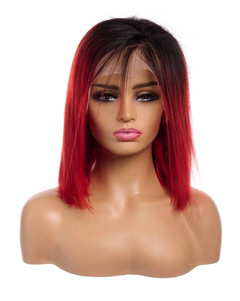 Next Day Hair - 13"x6" Straight Frontal Lace Wig T1B/Red Color